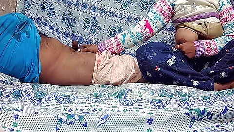 Indian brunette with a big tits in a red dress doing a handjob