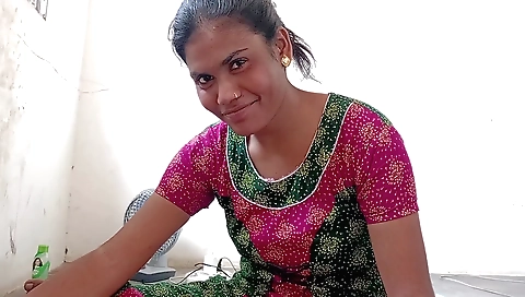 Indian brunette fucked in the POV on the bed by her handsome lover