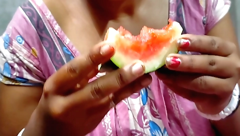 Indian hairy babe in a white tank top and a ponytail