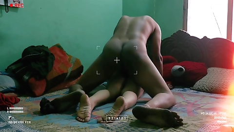 Horny brunette is fucking her stepbrother in the webcam video