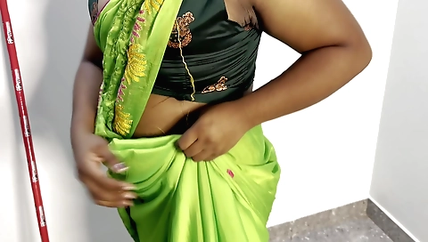 Hot solo female cleaning her house and masturbating