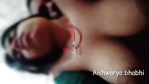 Indian brunette has her mouth and cunt filled with a dildo