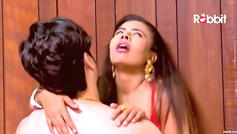 Hot brunette rides her bike outdoors to make it hot