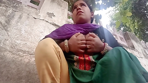 Bhabyi is out on a walk in the open yard and going to piss