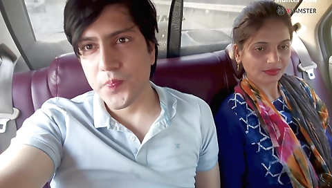 Hot brunette in sexy black underwear gets fucked in a car