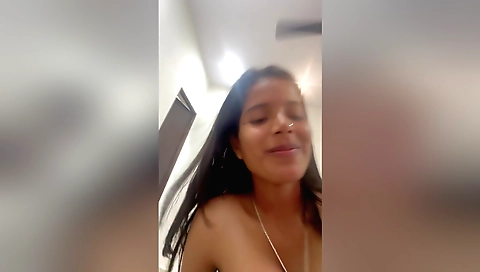 Busty indian brunette 18+ milf riding a large fat prick