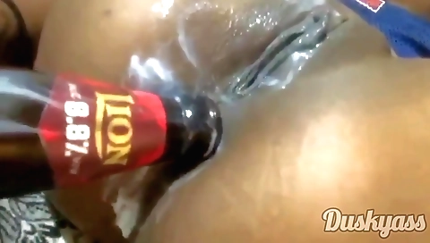 Indian Girl Playing Asshole And Pussy Using Beer Bottle