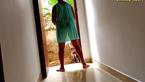 Indian hottie with a huge ass and big boobs is on the bathroom floor