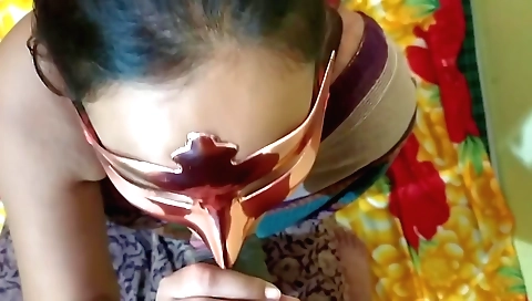 Indian brunette is getting a facial from her lover's cock