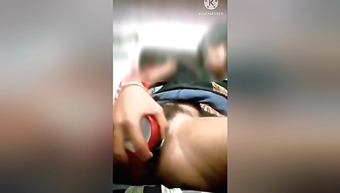 Amateur brunette masturbates with a vibrator on cam