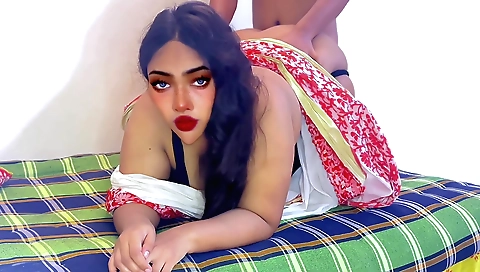 Amateur brunette gets fucked in her pussy and asshole