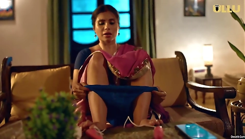 Big boobs brunette girl in red dress is doing solo video