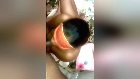 Indian amateur giving a deep throat and hair grabbing gag