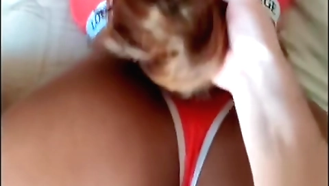 Indian babe in a bubble butt is getting a deepthroated blowjob