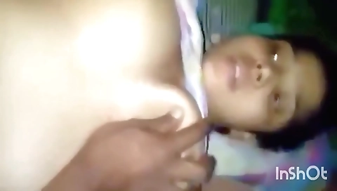 Brunette girl with small tits makes her bestie a movie