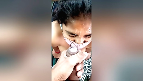 Indian beauty gets a facial from her big-assed lover