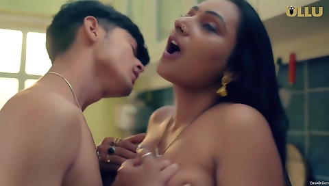 Horny young brunette and her horny old friend have sex