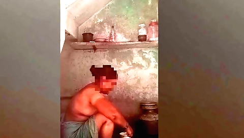 Indian naked dress wash solo naked in front of camera