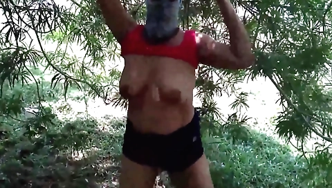 Indian girl with big tits filmed outdoors on camera