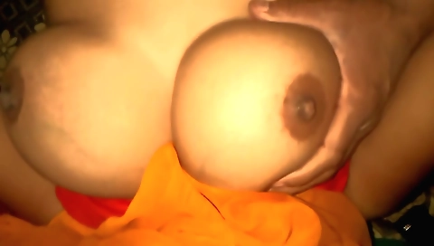 Indian chick in a dress shows off her big boobs in POV