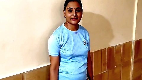 Indian brunette with a hairy cunt goes to neighbors house