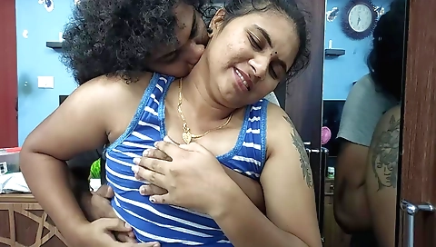 Indian brunette with hot boobies suck and ride each other