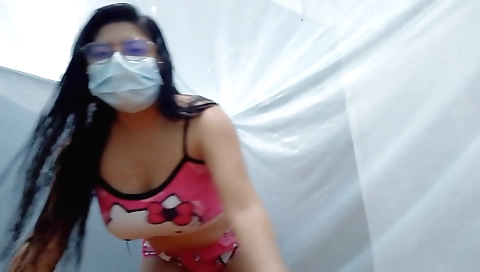 Sexy brunette with huge tits shows her body in the video