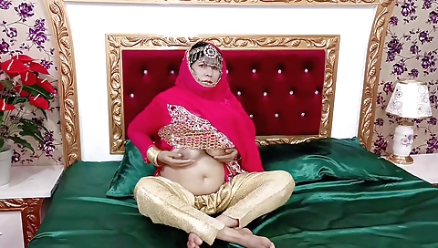 Mature bride in wedding dress seduces her boyfriend