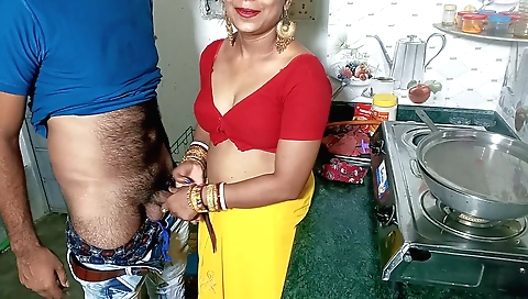 Indian girl with small tits is getting fucked in the kitchen