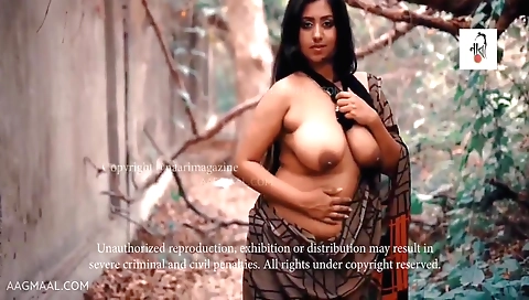 Hot indian girl enjoying the outdoor heat in the field