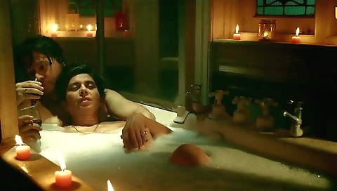 Beautiful brunette babe with a hot body in the outdoor scene