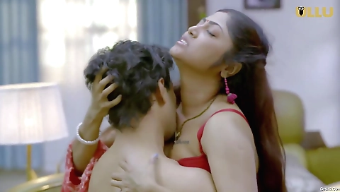 Big titted brunette 18+ is giving a threesome with two men