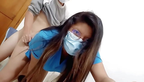 Indian busty milf gets her client's cum on her face