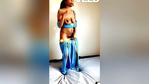 Indian brunette has fun with her own big cock in hd vid